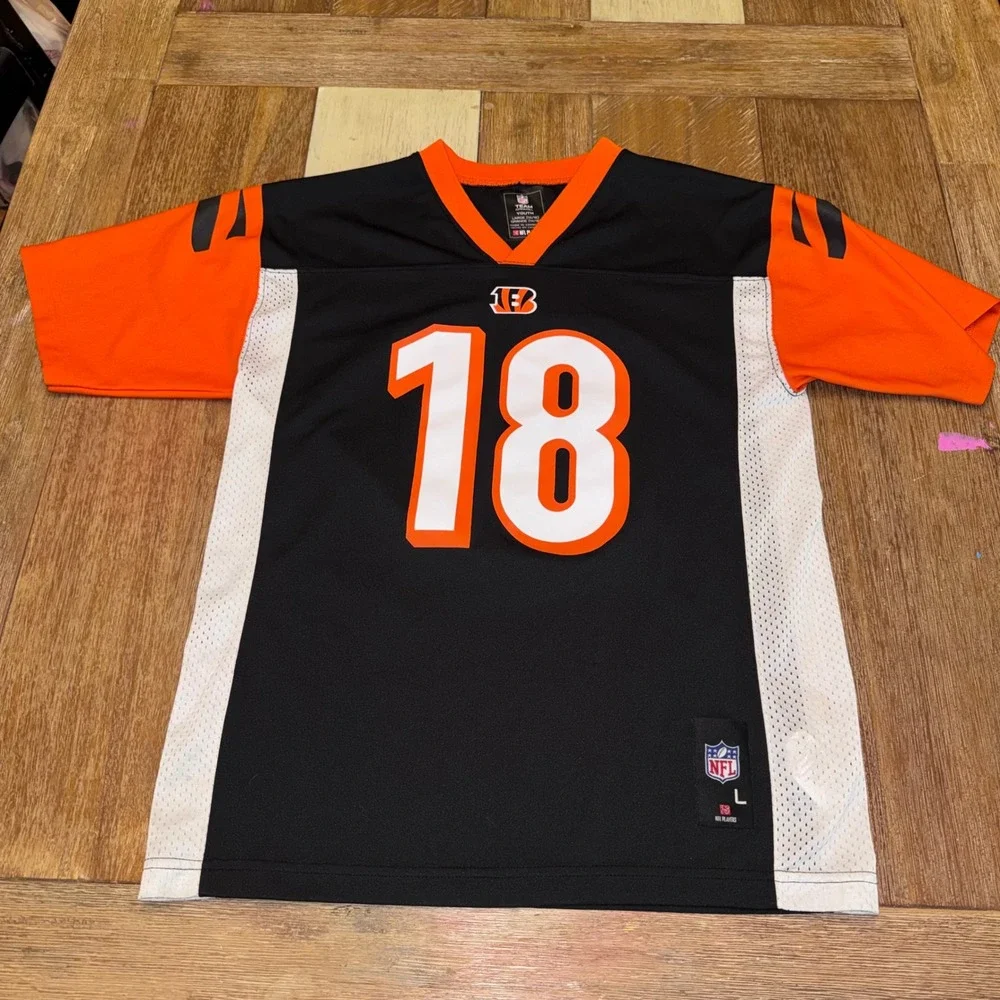 NFL Cincinnati Bengals Jersey Youth L Black A.J. Green 18 Excellent Mesh Side